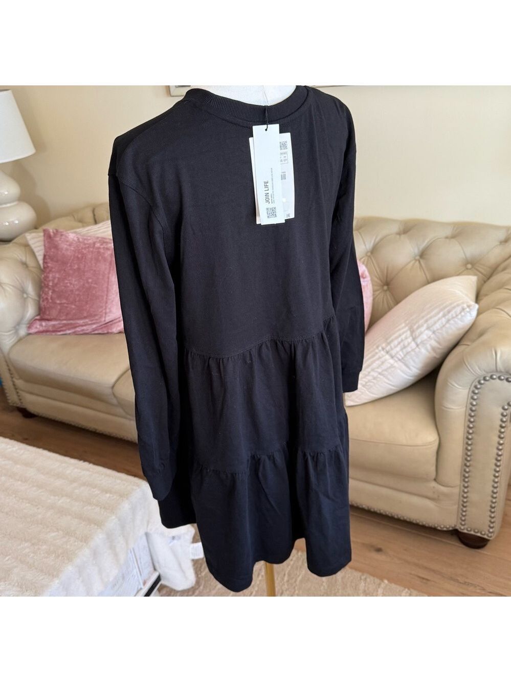 Zara Black Ribbed Collar Top - Picture 2 of 8